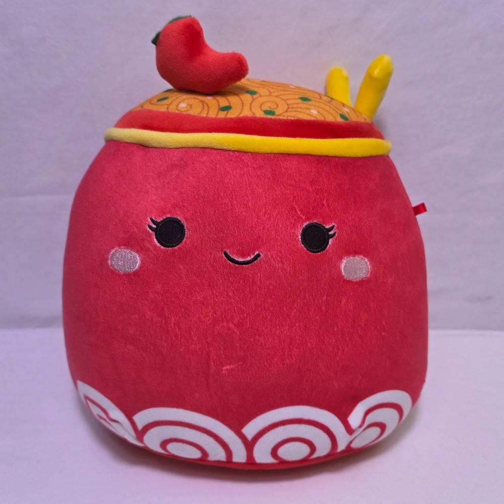 Squishmallows Odion Spicy Ramen Noodles Bowl 8" Red Food Plush NWT Kellytoy